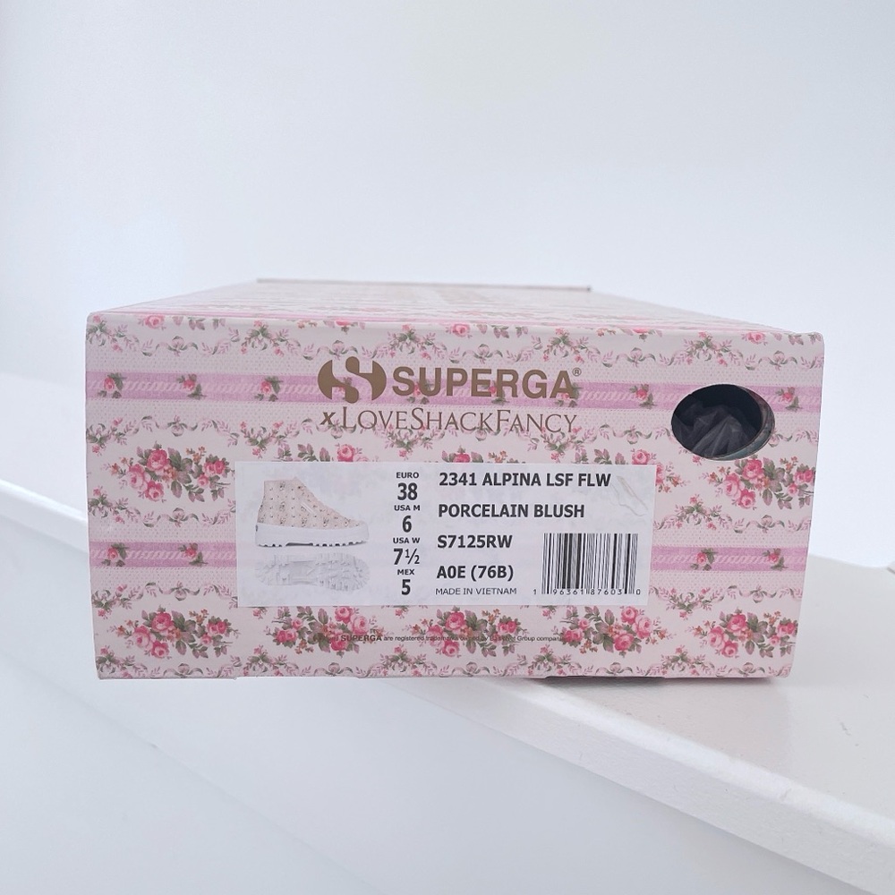 LoveShackFancy x Superga High Top Lace Up Boot Floral Sneakers Love Shack Fancy - Picture 5 of 6